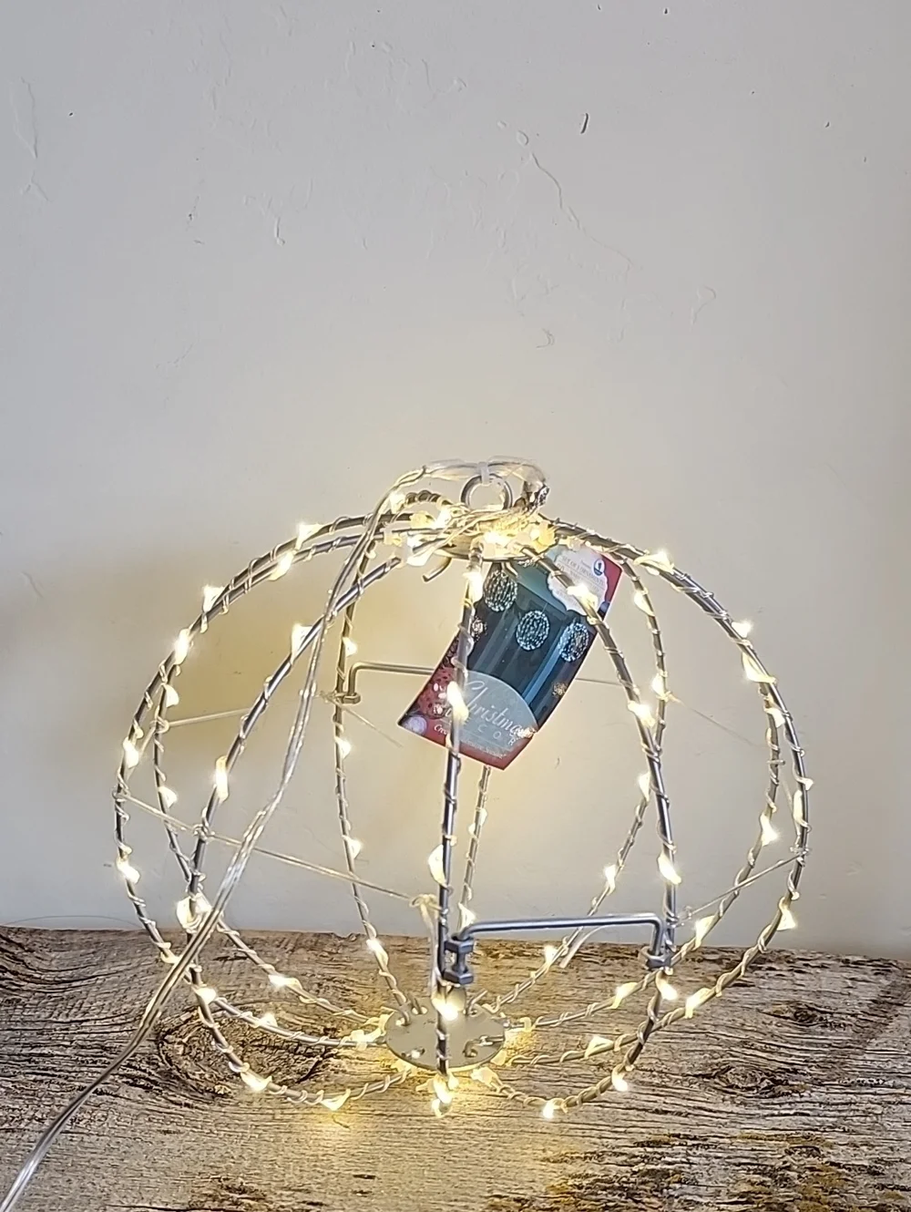Hanging Wire Orb with Warm White String Lights